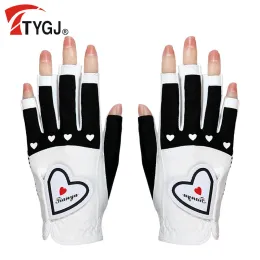 Guanti TTygj Golf Ladies Open Finger Gloves Palm Antilislip Particelle sinistra Mano a destra Sports Sports Cycling Ladies Golf Tys023