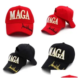 Ставка для вечеринок мага вышивая шляпа Trump 2024 Черная красная бейсбольная хлопчатобумажная крышка для выборов доставка дома праздничные припасы Dhrya Dhrya