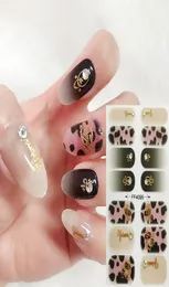 Stickers Decals 1pc Sexy Leopard Nail Art Sticker With 3D Rhinestones Charming Glitter Full Coverage Wraps DIY Slider Manicure D7974187