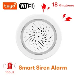 액세서리 Tuya Smart WiFi Siren Alarm 100db Loud 스피커 내장 18 옵션 벨소리 스트로브 라이트 경보 홈 자동화 보안 시스템