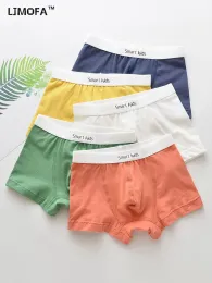 Underwear LJMOFA 5pcs 312T Kids Boxer Solid Color Classics Boy Underwear Soft Cotton Student Shorts Pants Comfortable Innerwear B168