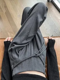 Pantaloni da donna Donne Donne ad alta vita Solido alla larga Assistentare il panno di lana con cerniera calda autunnale da donna