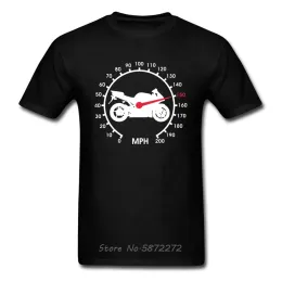 TシャツオートバイギアスピードメーターバイカーブラックTシャツ速度モトビカーヴィンテージデザインTシャツメンカジュアルブランドコットントップスティー