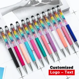 Pennor 1050 st Partiale Creative Colorful Crystal Touch Pen Diamond Ballpoint Pens Stationery Baptist Festival Anpassad logotypgåva