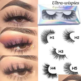 Falsche Wimpern Neue 25 -mm -Wimpern 3d 100% Nerzhaar Dramatische lange Wispies Fluffy Eyelash FL Strips Verlängerung Make -up -Werkzeug Drop Lieferung H ot2MU