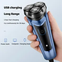 Barbeador rotativo elétrico para homens 4d lâmina flutuante lavável USB Máquina de barba recarregável USB 240420