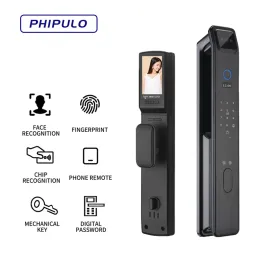 Steuerung Phipulo New Biometric Fingerabdruck Lock Smart Door Lock Passwort Elektronische Schlösser Key IC -Karte Entsperren Kamera Elektronische Schloss