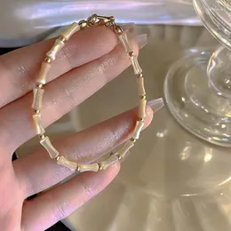 Link Bracelets Vintage Imitation Jade Resin Bamboo Joint Skeleton Shaped For Women Exquisite Beaded Bracelet Jewelry Accessory