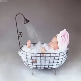 Frames Newborn Photography Prop Baby Photography Auxiliary Frame Iron Basket Shower Bathtub Props Posing Studio Accessori Fotografi Kid