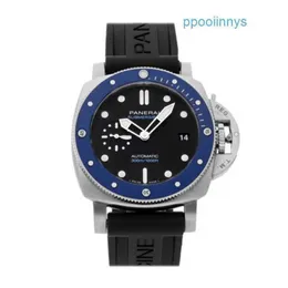 Panerei Luksusowe zegarki Luminors Due Series Szwajcarskie zanurzone Azzurro LE Auto Correa reloJ acero hombre pam 1209 ZWOC