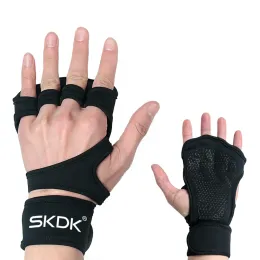 Luvas Skdk Luvas de fitness de levantamento de peso com pulso envolve gel de silicone full Palm Protection Gym Luvas de treino