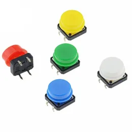 Interruptor de botão tátil de 20pcs Momentary 12/12/7.3mm Micro Switch Button + 25pcs tampa de tato (5 cores) para interruptor Arduino