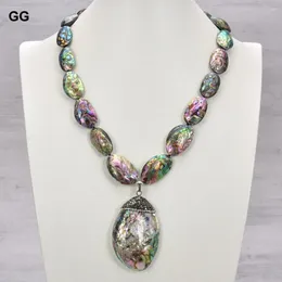 Pendant Necklaces GG 19'' Natural Mix Color Green Abalone Shell Necklace