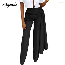 Women's Pants Stigende Women Slim Fit Patchwork Ruched Straight Casual Bandage Solid Color Trousers