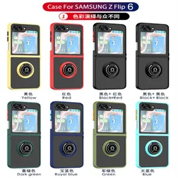 2024 Samsung Galaxy Z Flip을위한 Magnetic Ring Clear Phone Case 6 5 4 3 접을 수있는 휴대폰 고급 링 홀더 방지 충격 방지 커버 공장 가격