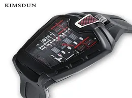 Kimsdun Men039s Modetrend Persönlichkeit Classic Quartz Watch Racing Square Silicone Gurt Clock Casual Sport Relogio4882131