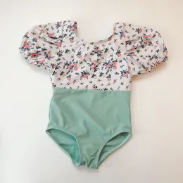 Roupas de banho infantis de roupas de banho infantis infantil feminino para crianças uma peça de bolha floral mangas fragmentadas de amor para crianças roupas de verão roupas