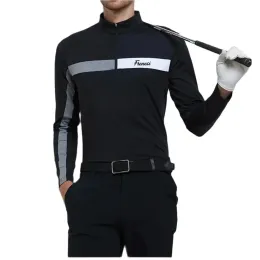 Skjortor herr golf slitage långärmad stativ krage tshirts golf kläder tenis skjorta andas ut utomhus sport casual golf vår