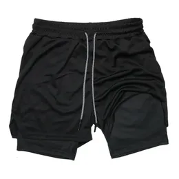 Herren 2 in 1 Lauf Shorts Sommer Sports -Fitness -Training mit Handtuchschleife Taschen Dehnsame schnelle Trocken 240412