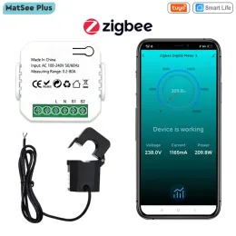 Controllo Tuya Smart Life Zigbee Energy Meter 80A con morsetto di trasformatore di corrente KWH Monitor Potenza Elettricità Statistiche110 V 240V 50/60Hz