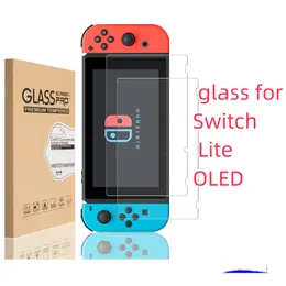 9H الشفافة HD واضحة مضاد للخلع حامي الشاشة الزجاجية واقي فائقة رقيقة الرقيقة من Nintendo Switch NS Lite OLED مع حزمة البيع بالتجزئة للأكياس OPP