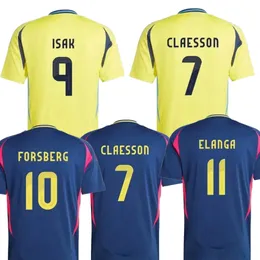 24-25 Sweden home soccer jerseys dhgate 9 BERG 10 IBRAHIMOVIC FORSBERG 11 NANASI 15 KULUSEVSKI 18 JANSSON Yakuda 7 LARSSON kingcaps 3 LINDELOF Customized