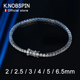 Strands Knobspin 2mm Moissanite Tennis Bracciale 925 Bracciale in oro bianco placcato in argento in argento