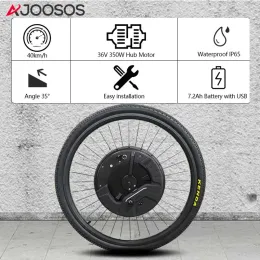 Cykel Ajoosos Imotor 3.0 Ebike Conversion Kit 36V 350W Hub Motor App Control Wireless 7.2AH Batteri för elektrisk cykel US/EU -lager