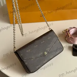 Womens Vintage Designer 3in1 Gold Chain Mahjong حقائب مع محفظة بطاقة Crossbody Starp Crossbody القابلة للتعديل للسيدات للسيدات الصيفية اللون الوردي الأخضر البني 21x12cm