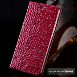 Casos capa de telefone de couro genuíno para Xiaomi 11t 10 Pro 9t Mi 11 Ultra Crocodile Texture Book Capa para Redmi Note 10 Pro 9s 8 9 9