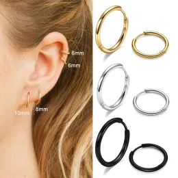 Örhängen kirurgiskt rostfritt stål små bågar örhängen för kvinnor män 1,6 mm rör huggie örhängen brosk spiral lobes örhängen näsringar