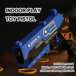Waffenspielzeug Continuous Fire Gummi -Band Pistol Simulation Falten Sie Launcher wiederholte manuelle Schießspiel Wettbewerbsziel Target Sport Toyl240425
