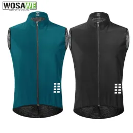 Sets WOSAWE Breathable Mesh Cycling Vest Ultralight Sleeveless Jersey Cycle Gilet Waistcoat Thin Reflective Safety Vest 4 Color