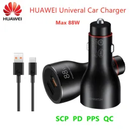 충전기 Huawei Univeral Car Charger Max 88W Super Charge Support PD QC 휴대 전화를위한 빠른 충전 태블릿 ​​노트북 이어폰