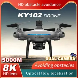 Drone KY102 Drone 8K Profesyonel HD Çift Kamera Hava Fotoğrafçılığı 360 Engeli Kaçınma Optik Akışı Fouraxis RC Aerocraft Oyuncak