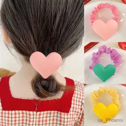 Hair Accessories Children Cute Colors Acrylic Heart Scrunchies Rubber Bands Girls Lovely Sweet Elastic Hair Bands Kids Hair Accessories