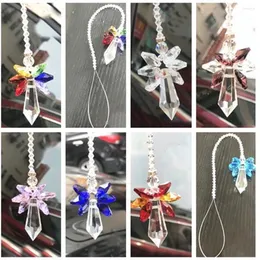 Estatuetas decorativas de arco -íris anjo de cristal suncatcher wind sinos carm charme chakra pingente decoração de jardim de penduramento ornamentos pendurados