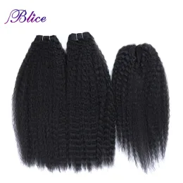 Пакет Blice Synthetic Hair Puckles с закрытием 2 кусочки извращенные прямые волосы с закрытием для женщин 1030 дюймов