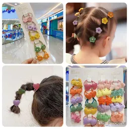 Hair Accessories 2/10 Pcs/Set Baby Girls Cute Cartoon Flower Hairball Scrunchies Rubber Bands Children Sweet Hair Bands Kids Hair Accessories