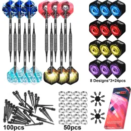 Darts Cyeelife Soft Darts 12pcs 9/201/11/18/22g com eixos de PVC pretos+100 pontos de ponta plásticos+24 voos+50 Ringos de metal Spring o