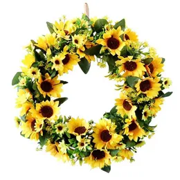 Faux Floral Greenery Artificial sunflower pattern decoration spring decoration yearround flowering green leaf decoration used for outdoor front door indoor and w