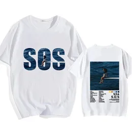 2024 SZA SOS Camisetas de anime mental pesadas camisetas 100% algodão Menwomen Tee-camiseta impressa Hip Hop Cartoon Camiseta 240412