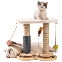 Toys Mewoofun Cat Scratching Post for Indoor Soft Rabbit Fleece Perch for Rest Natural Sisal Scratcher Interactive Kitten Toy Balls