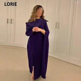 파티 드레스 Lorie Mermaid Purple Evening Dress Saudi Arabia with Cape Sleeves Dubai Prom Side Split 유명인 생일 가운