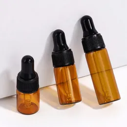 Şişeler 2ml 3ml 5ml Boş Amber Damlalı Şişe Mini Esansiyel Yağ Kozmetik Pipet Şişe Taşınabilir Kahverengi Serum Şişeler Şişe Kaplı