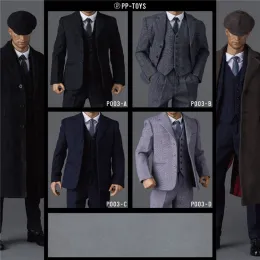 Bonecas pptoys p003abcd 1/6 masculino britânico retro cavalheiro ocidental terno gângster casaco de roupas conjunto de roupas para 12 '' figura figura boneca
