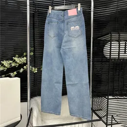 Broderade brev jeans byxor för kvinnliga designers märke denim pant högkvalitet dambyxor jean