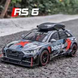 전기/RC 자동차 1 24 DTM 수정 차량 합금 장난감 휠 스티어링 사운드 및 조명 자동차 모델 Audi RS6 어린이 장난감 생일 선물 240424