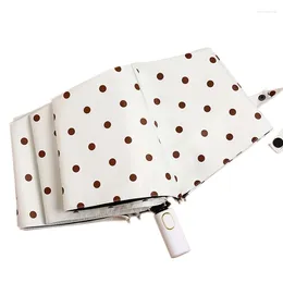 Regenschirme JFBL Retro Dots Regenschirm Falten Sie Frauen UV 3-faches Parasol Regenfisch