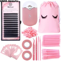 Ferramentas Profissional Lash Extension Supplies Kit USB Mini Fan Glue Ring Brush Tweezers Tweezers Aplicadores de maquiagem Tape Freaw